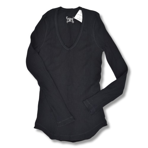 Tezenis bluzka długi rękaw bawełna prążkowana czarna