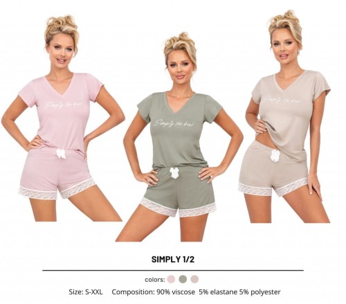 Donna Piżama damska Simply koszulka i szorty z wiskozy