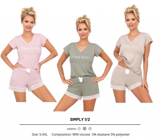 Donna Piżama damska Simply koszulka i szorty z wiskozy