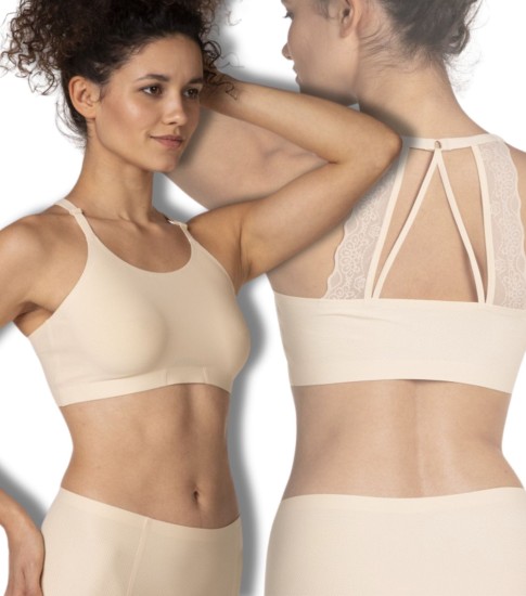 Lama biustonosz  Top beżowy z koronką Laser Cut L-POL5003TP-06