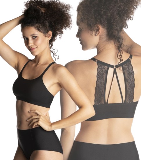 Lama biustonosz  Top czarny z koronką Laser Cut L-POL5003TP-02