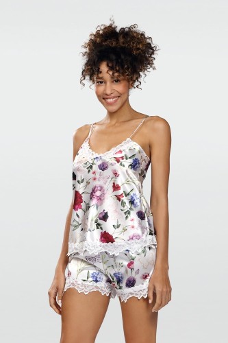 Dkaren KOMPLET FLOWERS satynowa z koronką DK-KV