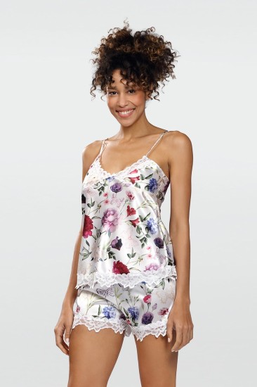 Dkaren KOMPLET FLOWERS satynowa z koronką DK-KV