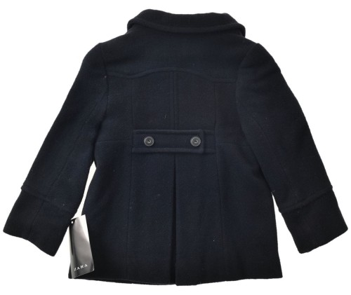 Zara płaszcz dziewczęcy z wełną kurtka czarny