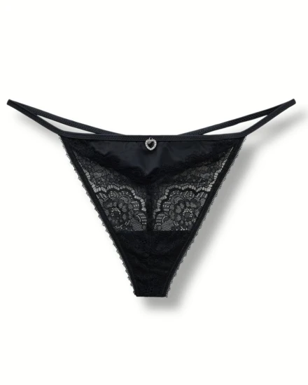 Tezenis majtki stringi koronkowe czarne z koronką 