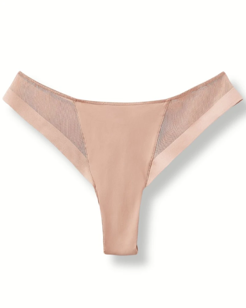 Tezenis eleganckie majtki brazyliany beżowe z tiulu i microfibry
