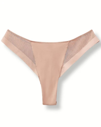Tezenis eleganckie majtki brazyliany beżowe z tiulu i microfibry